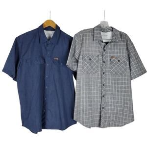 Lot Of 2 ORVIS Tech Chambry Classic Short Sleeve Shirt Men M Blue Gray Button Up